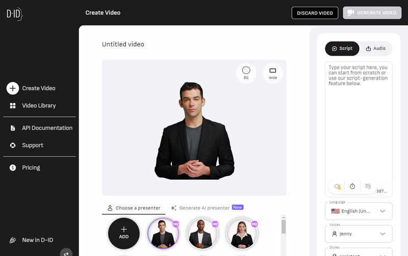 Studio D-ID：AI数字人视频创作工具，一张照片就能生成数字人口播视频
