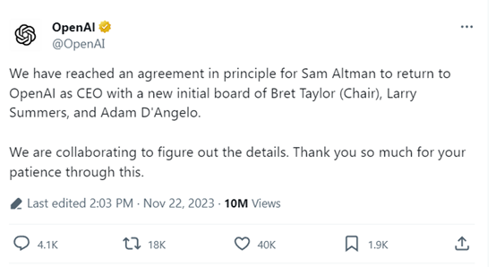 Sam Altman回归OpenAI，新董事会成员曝光！