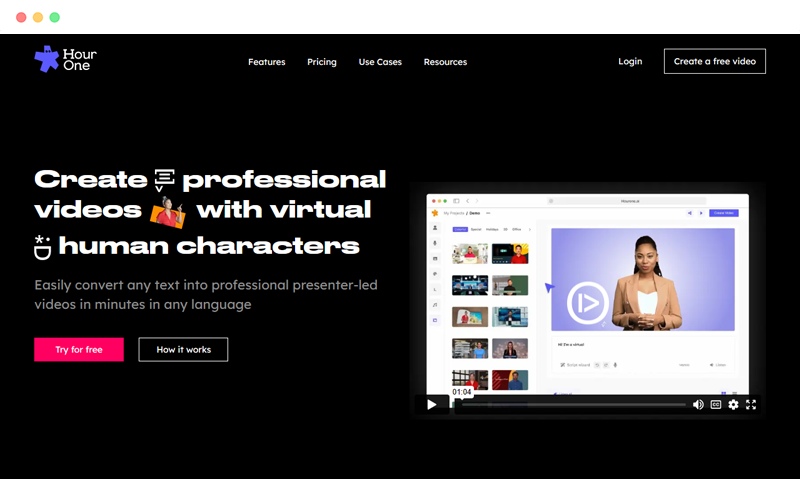 Hour One: 基于人工智能的AI数字虚拟人视频生成平台