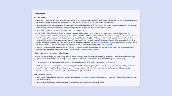 Google to rename Bard to Gemini and launch standalone app