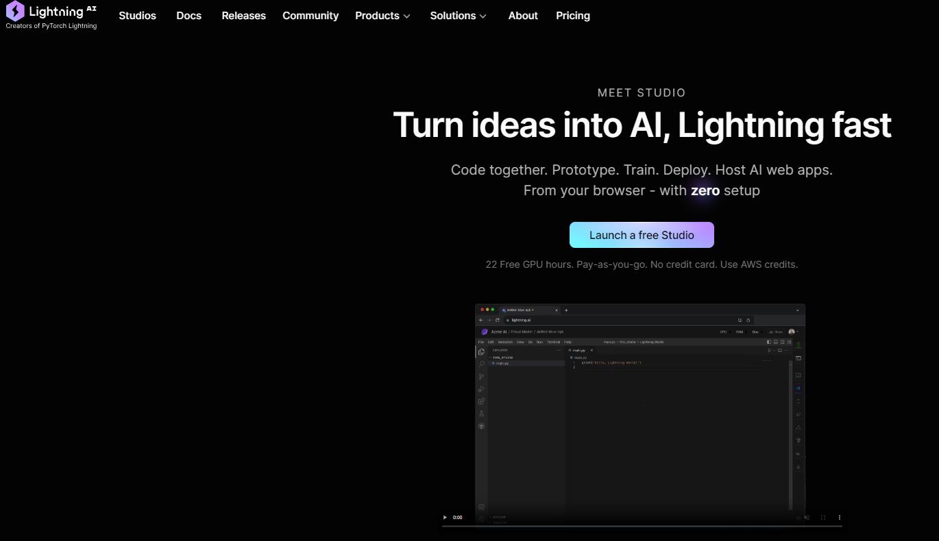 Lightning AI: A platform that simplifies AI product development and builds, trains, and deploys AI products