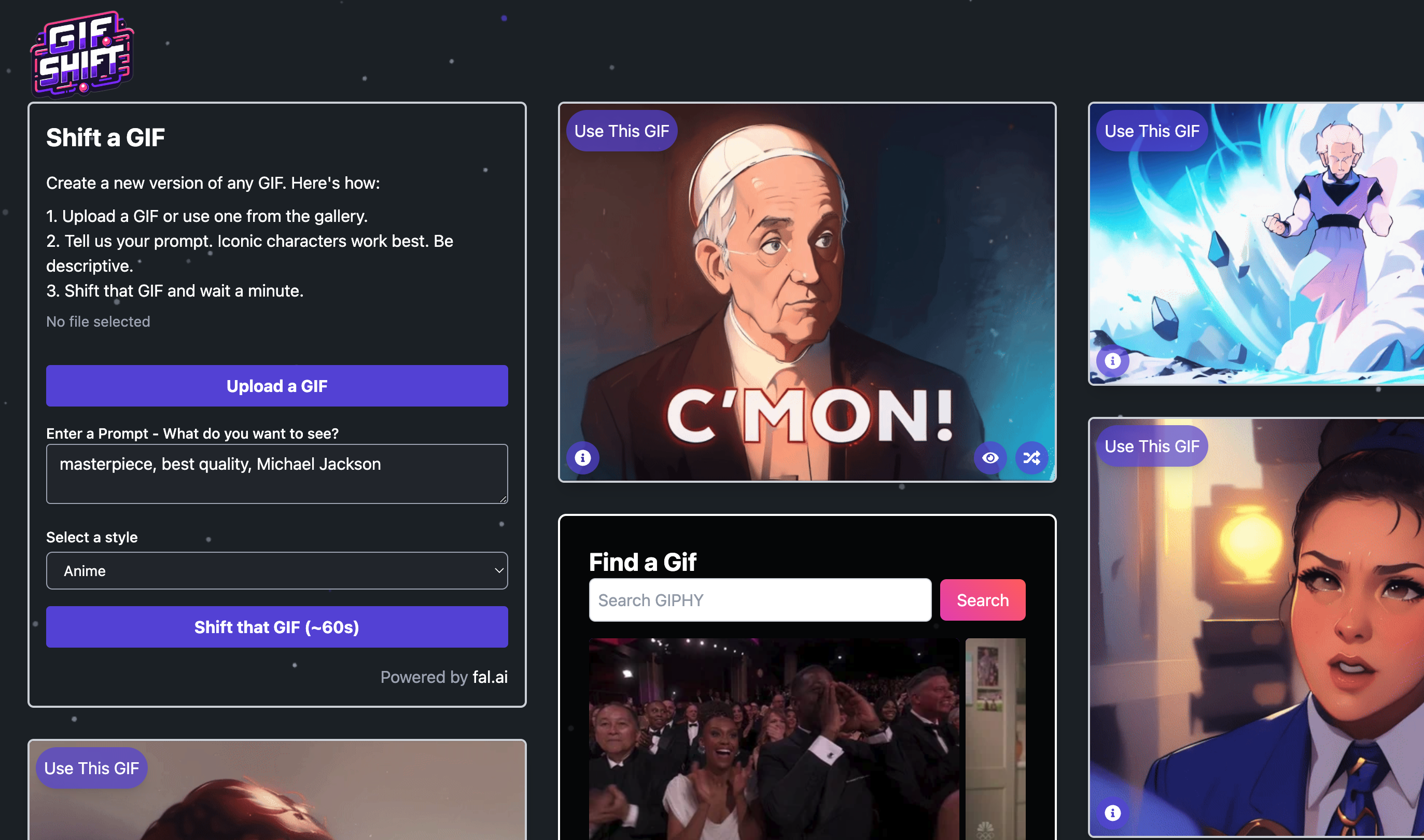 GifShift: A tool that allows you to upload GIFs and turn memes into anime in one click