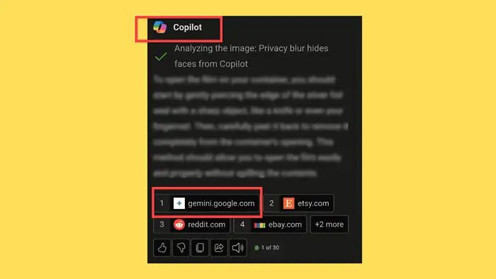 Netizens reported that Microsoft Copilot quoted Google Gemini content, and clicking the link could not jump to the specified content page