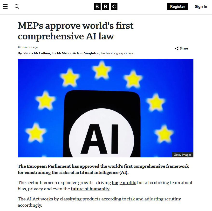 f0c53ee9-e7dd-4f65-887e-1ba7814b6087 European Parliament passes the Artificial Intelligence Act: prohibiting artificial intelligence from manipulating human behavior and exploiting human weaknesses
