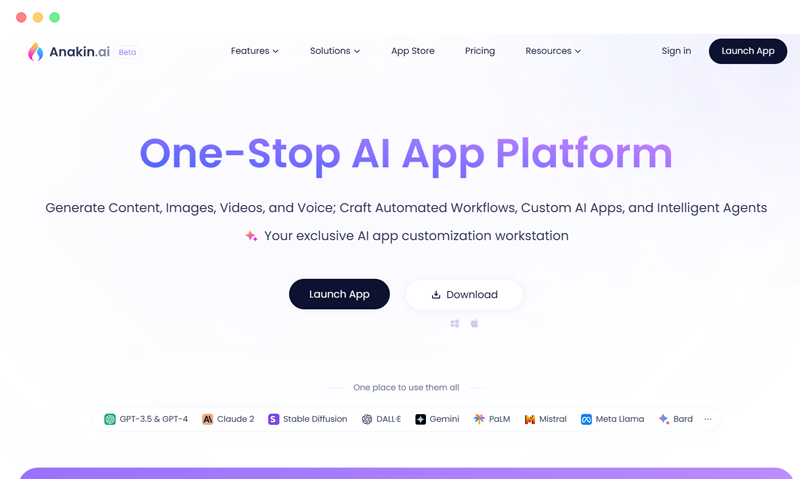 Anakin.ai: AI application production platform based on artificial intelligence
