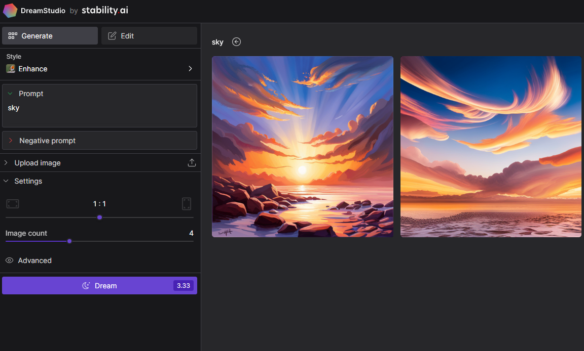 DreamStudio: AI drawing tool based on Stable Diffusion model