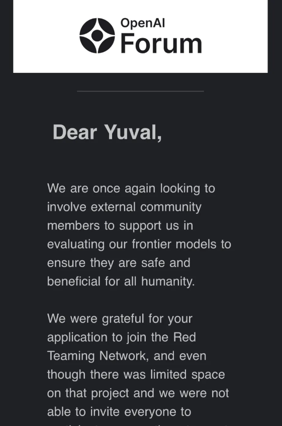 Some netizens exposed the invitation email sent by OpenAI to red team testers: GPT-5 has started red team testing