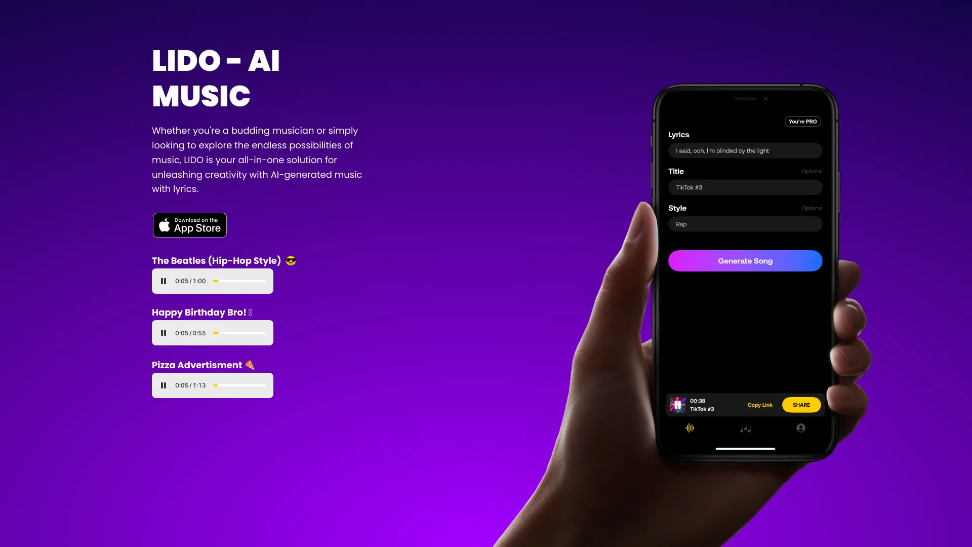 LIDO: AI-powered music generator with custom songs