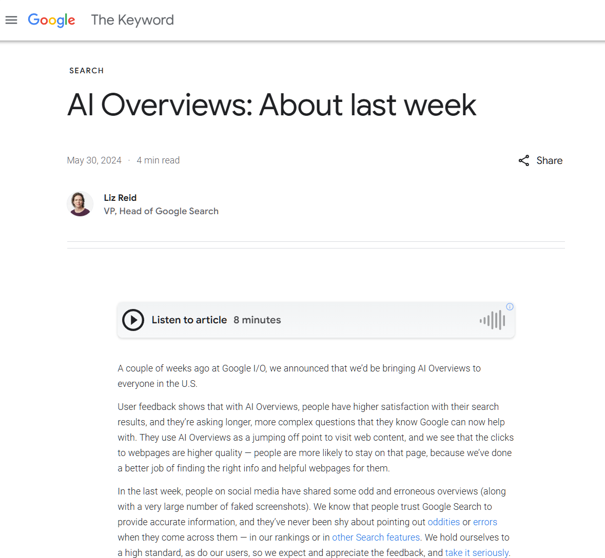 Google: We are fixing strange AI summaries such as "eating glue", data gaps and user "pranks" are the main reasons