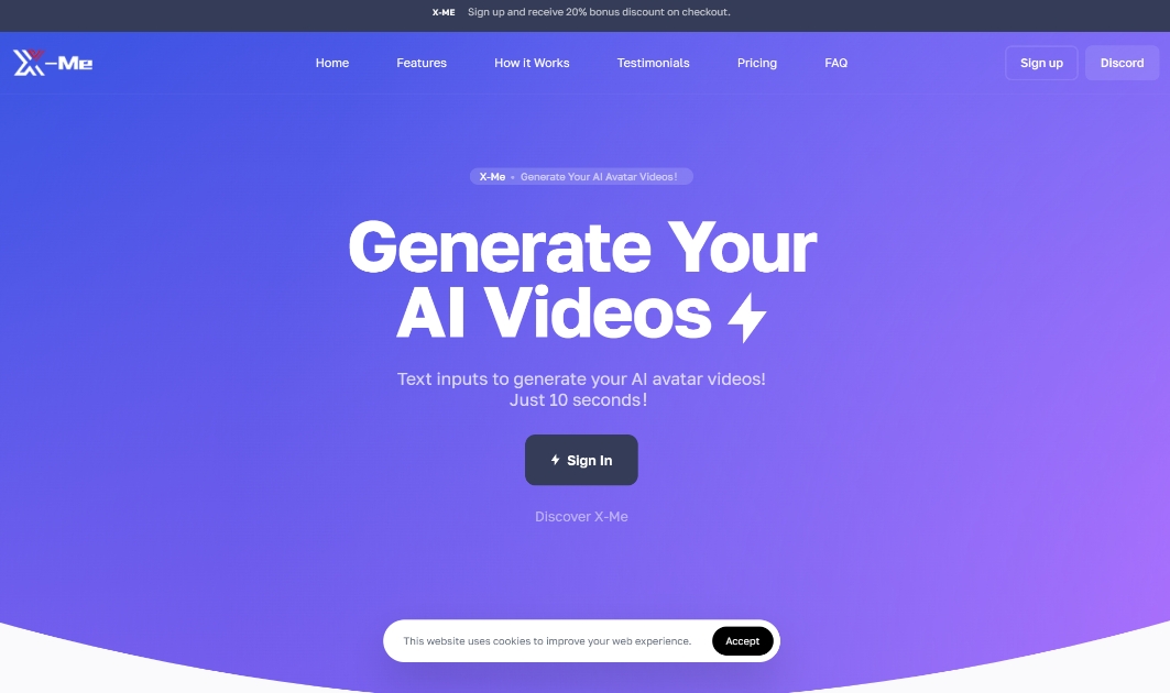 X-Me: An AI avatar video tool that generates videos with the user’s facial features and voice