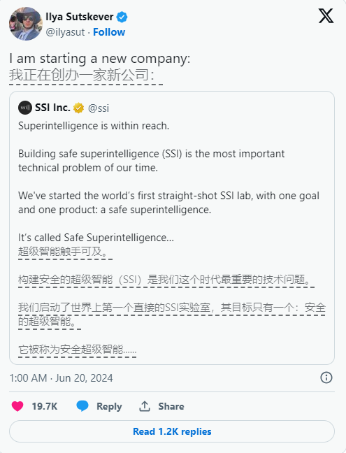 OpenAI co-founder creates new company to tackle safe superintelligence