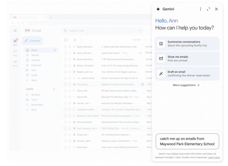 Google launches Gemini smart assistant feature in Gmail sidebar to help write emails, reply emails, etc.