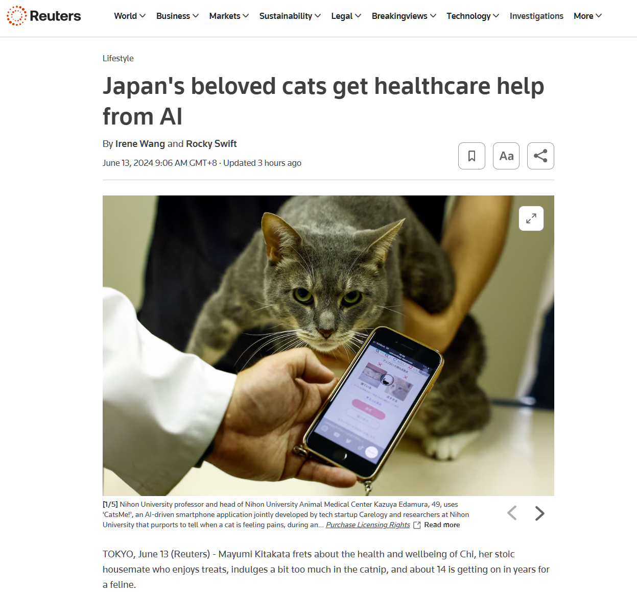 c084e959-2401-4042-8a8e-f178587ff3fe Japanese startup Carelogy launches pet care app: Using AI to help owners identify whether their cats are in pain
