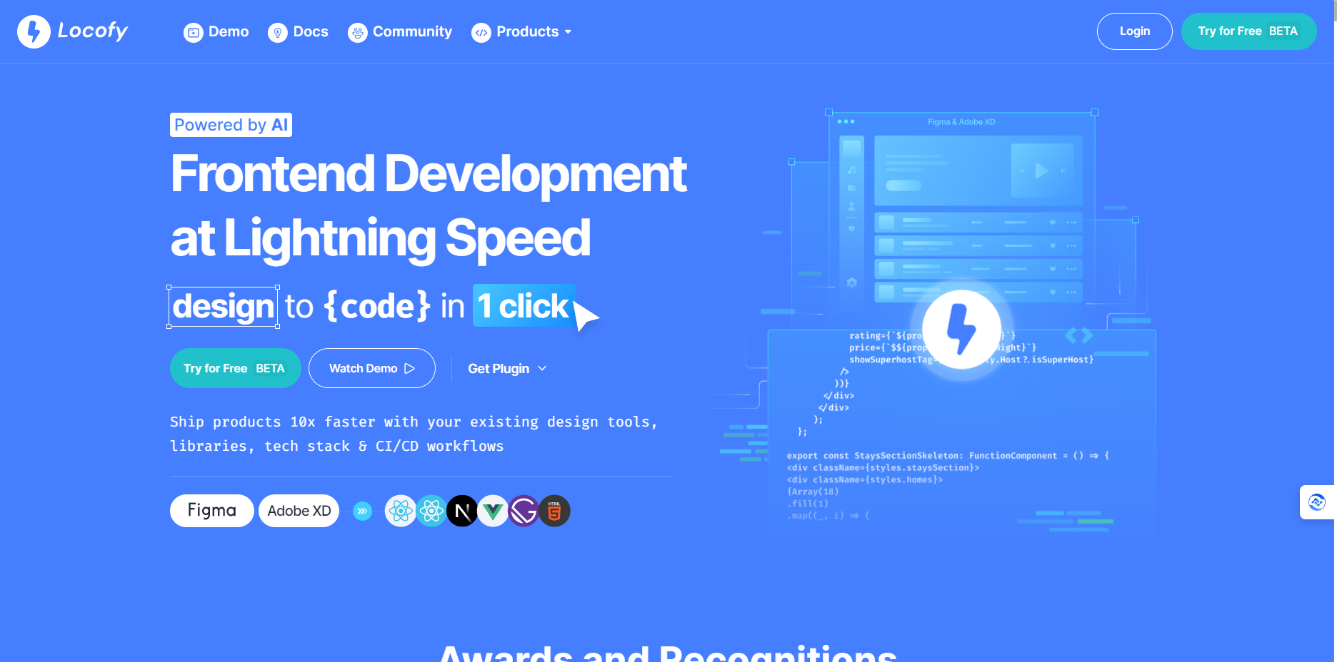 Locofy: An intelligent tool for converting design drafts into front-end code, which can convert designs such as Figma, Adobe XD and Sketch into front-end code