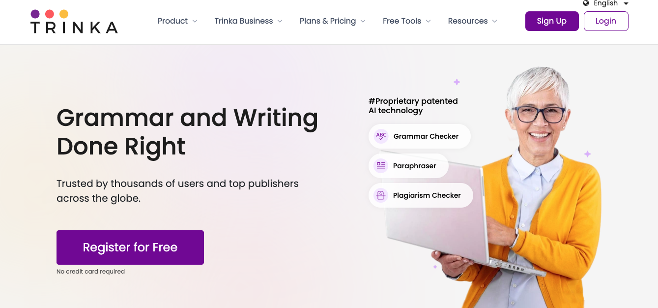 Trinka: an online AI writing and grammar checker, an AI assistant designed specifically for academic writing