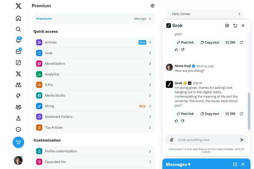 X is reported to add support for multiple Grok model functions, including a chatbot side panel