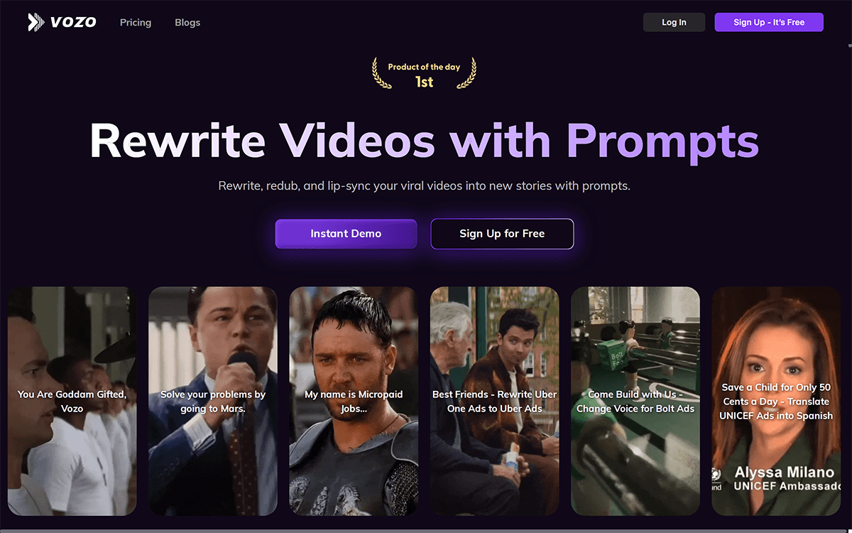 Vozo: AI short video editing tool, AI video and AI dubbing color generation platform
