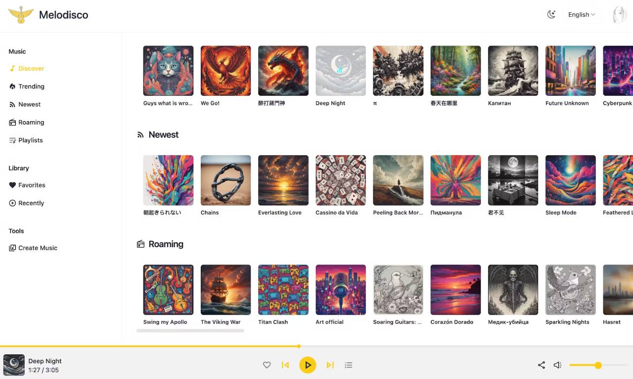 Melodisco: AI music generation, discovery and playback platform, discover your new world of music