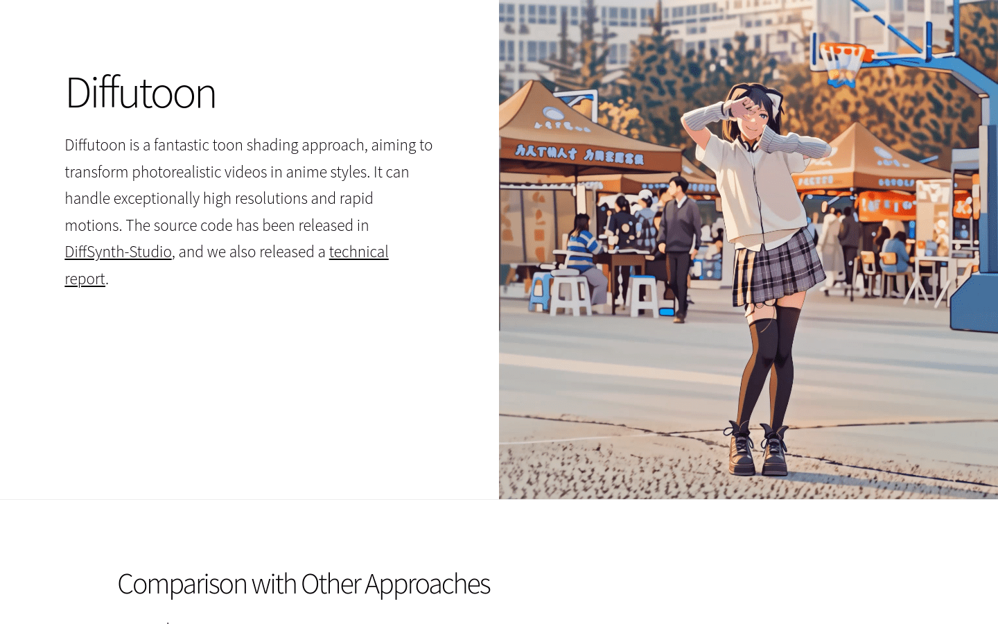 Diffutoon: A tool for converting live-action videos into anime style based on a diffusion model