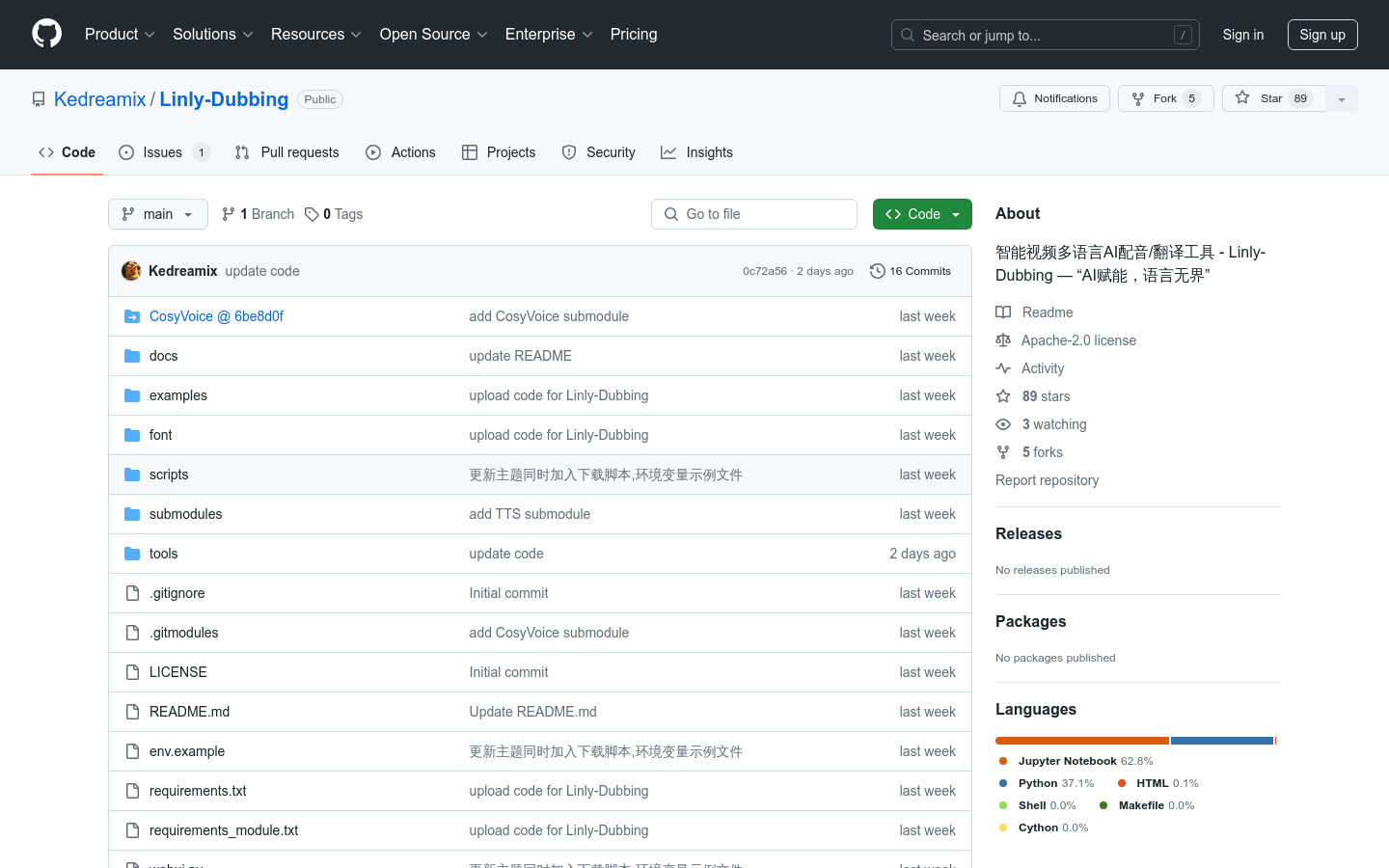 202408161433325768 Linly-Dubbing: An open source tool for automatically translating videos into multiple languages and AI dubbing, the "face-changing master" in the AI dubbing industry