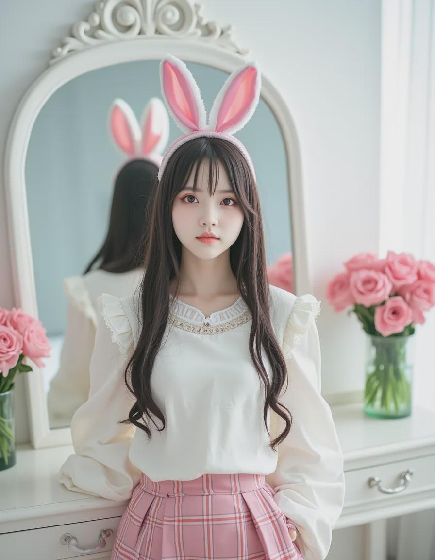 性感可爱兔女郎CosPlay，利用FLux LORA模型在comfyuiUI生成高度真实的AI图像