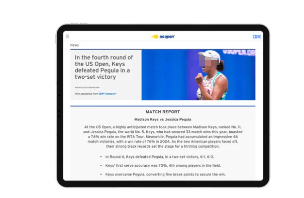 Teaming up with IBM, the 2024 US Open will introduce new AI commentary and post-match analysis