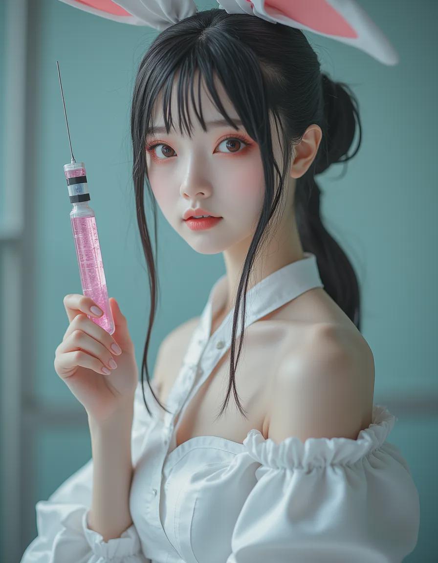 性感可爱兔女郎CosPlay，利用FLux LORA模型在comfyuiUI生成高度真实的AI图像