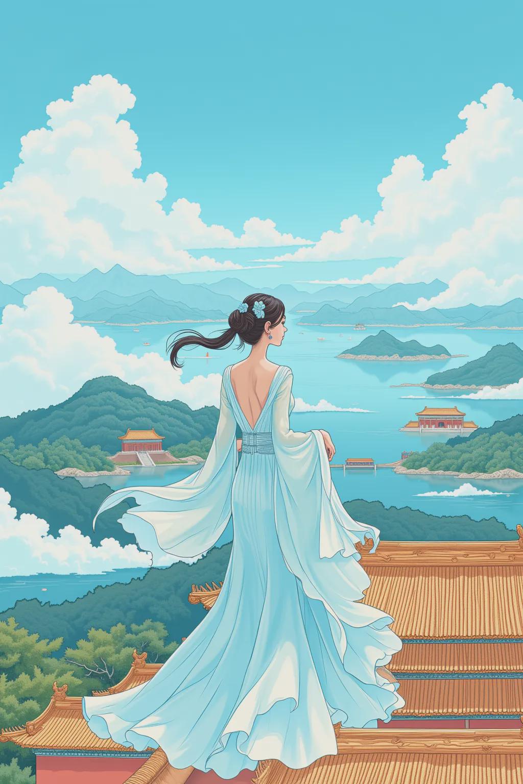 AI painting a key to generate the national style illustration, recommended a Flux-based training of the national style illustration of the lora model