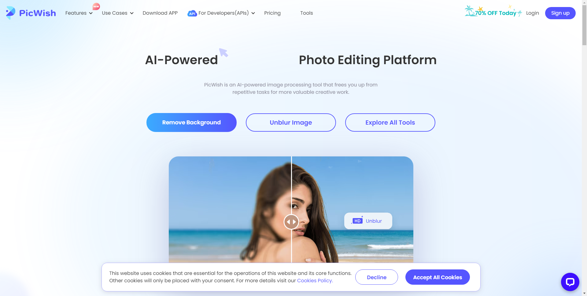 Picwish：AI抠图修图在线图片编辑神器，还能一键换脸