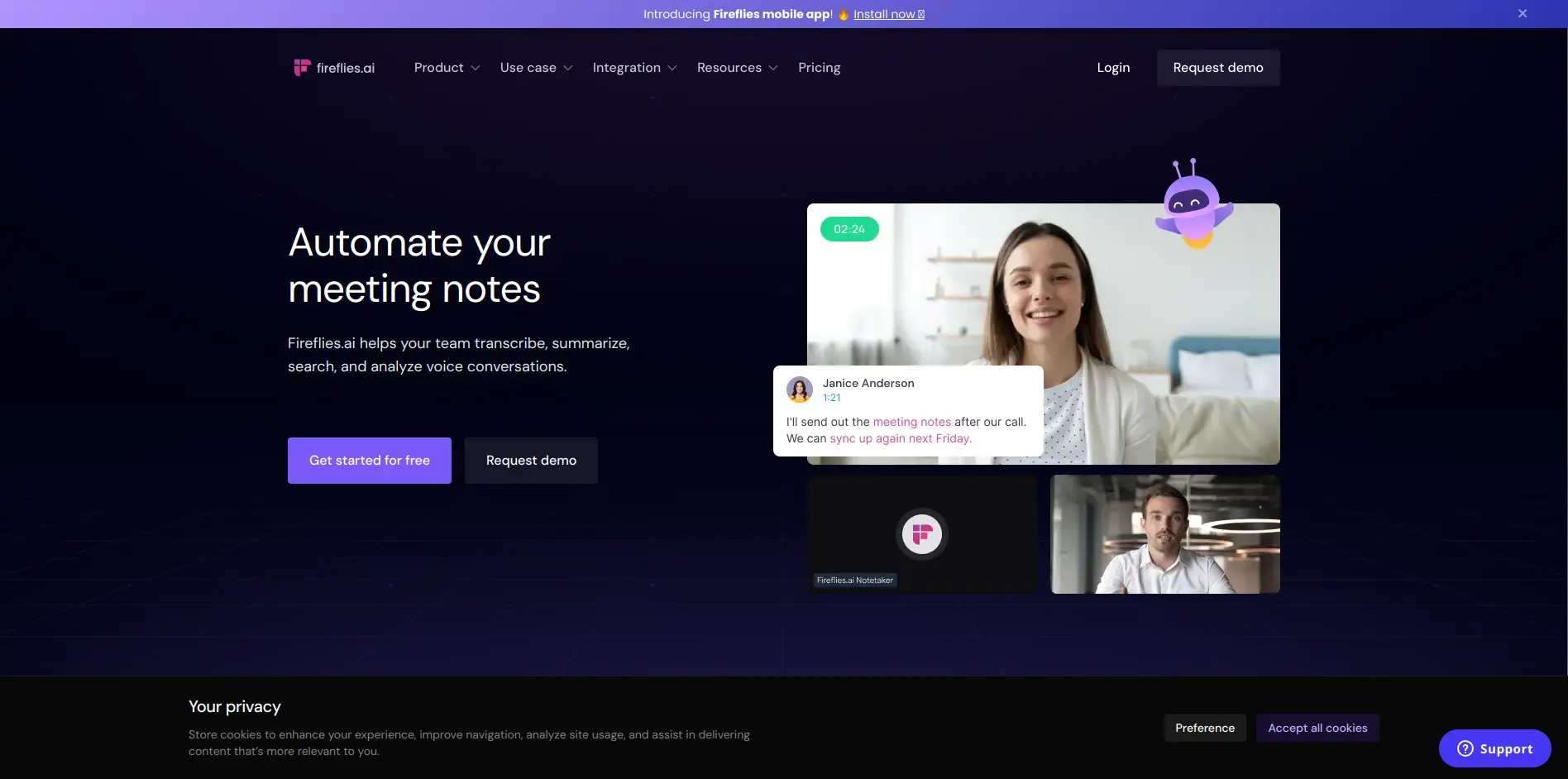 Fireflies: an AI smart meeting summary tool that transcribes, summarizes, and analyzes meeting content