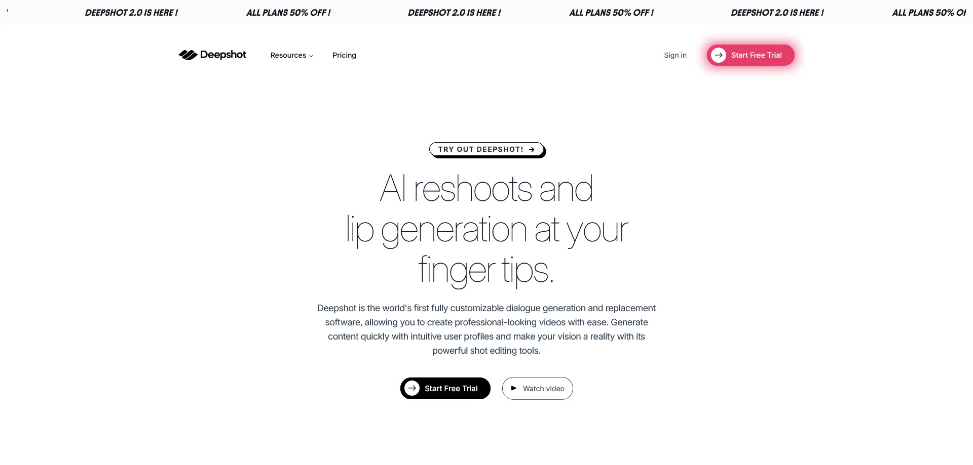 Deepshot：AI视频编辑器，可创建具有同步音频和视频的专业视频