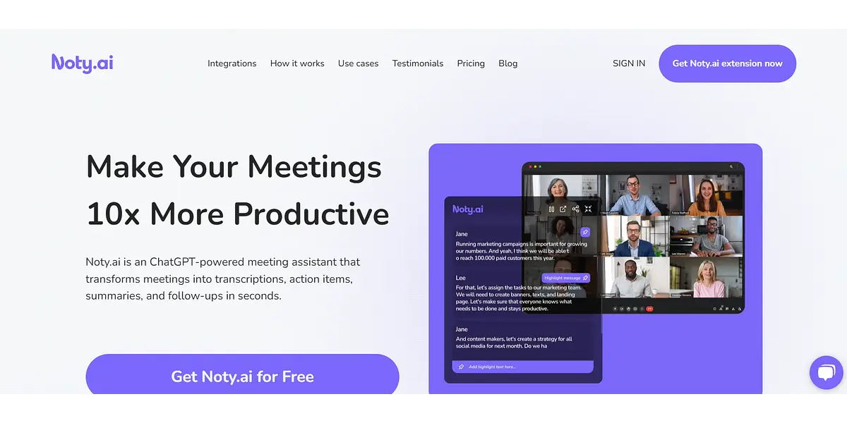 Noty AI：AI会议工具和助手，专为工作场合设计的AI助手