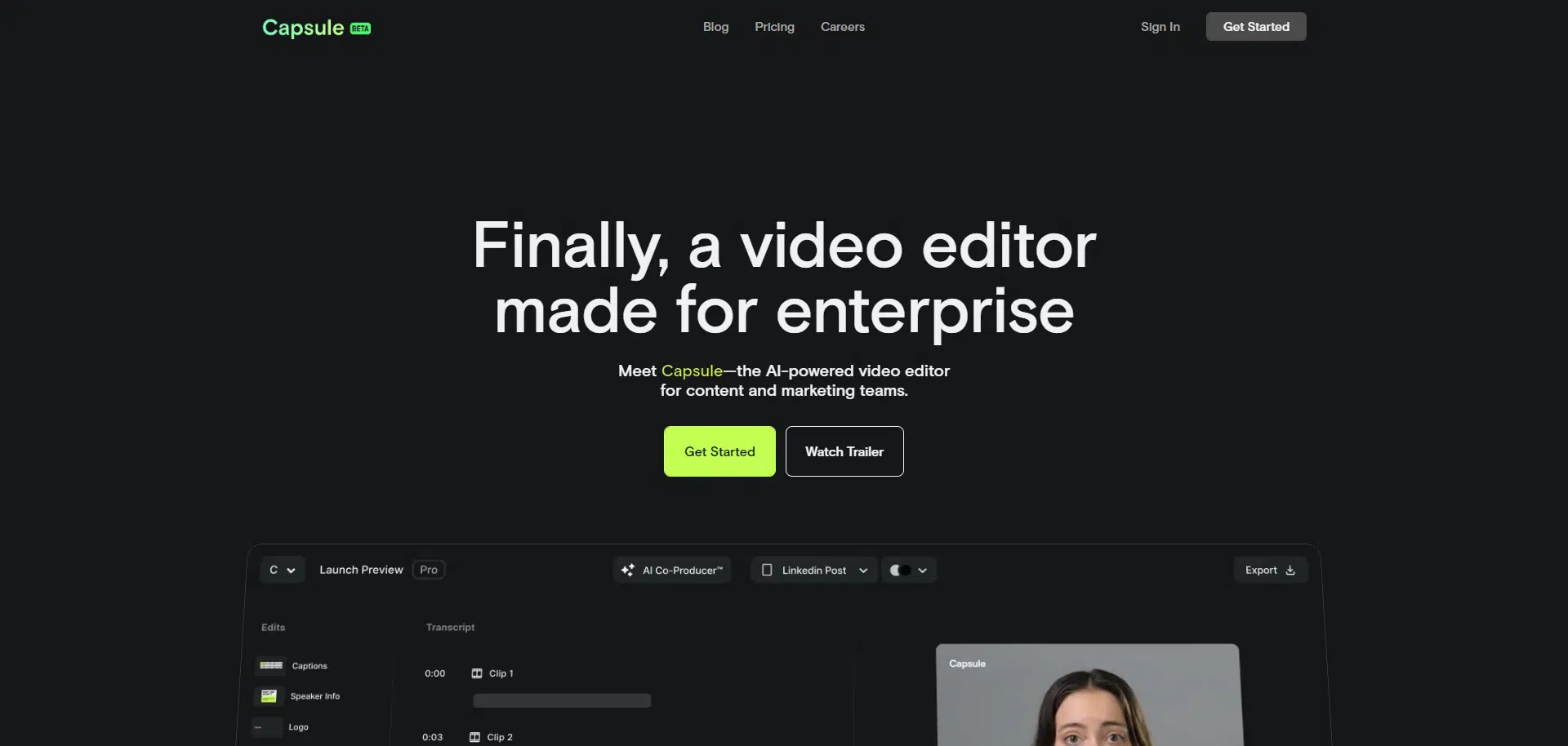 Capsule: online video editing tool, AI-driven video editing and production platform