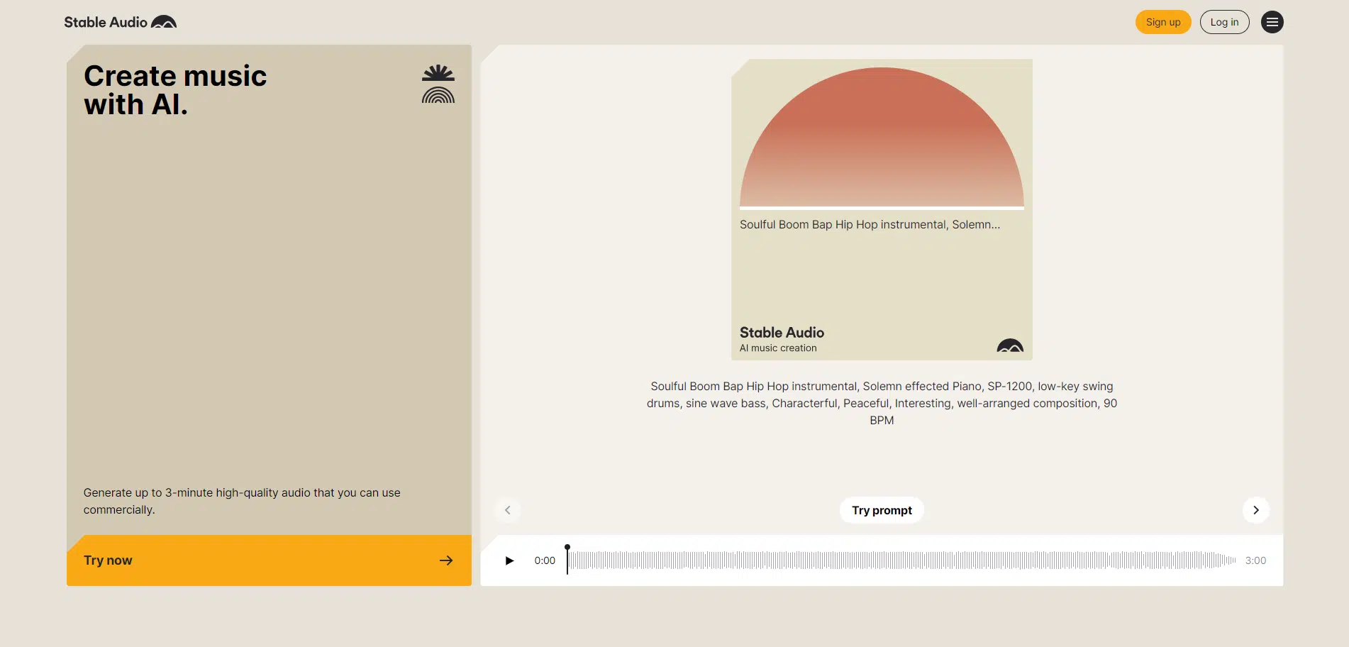 Stable Audio: an AI-generated music platform from Stability AI that makes it easy to create songs using AI