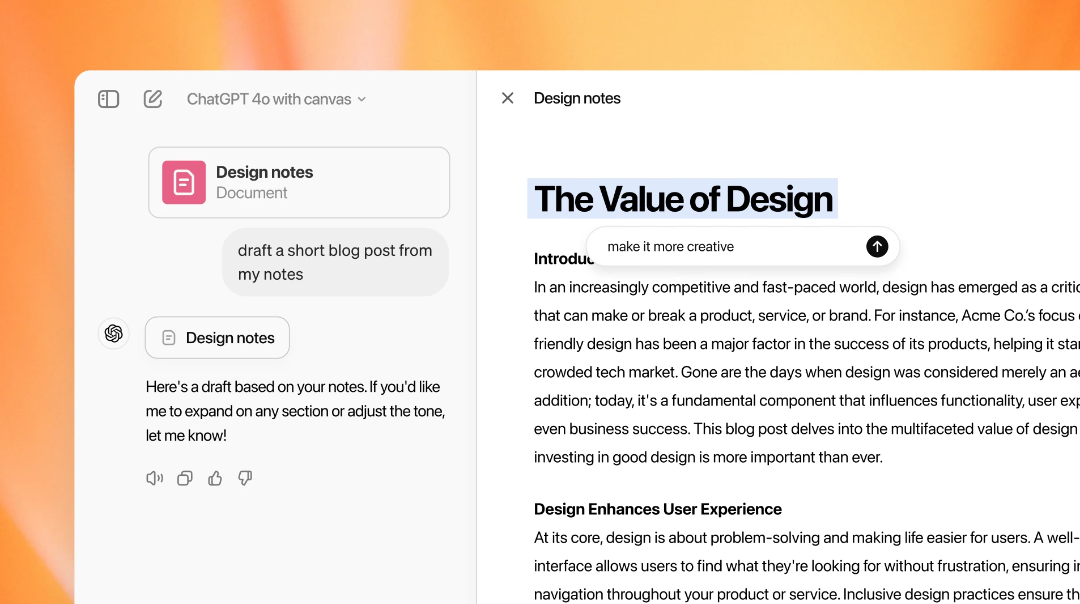 OpenAI launches new writing, coding tool ChatGPT Canvas, will be free and open to the public