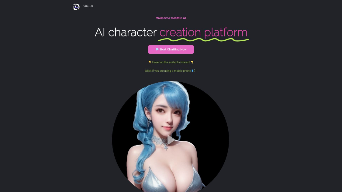 Dittin AI: AI Virtual Companion, Uncensored NSFW AI Chatbot Platform