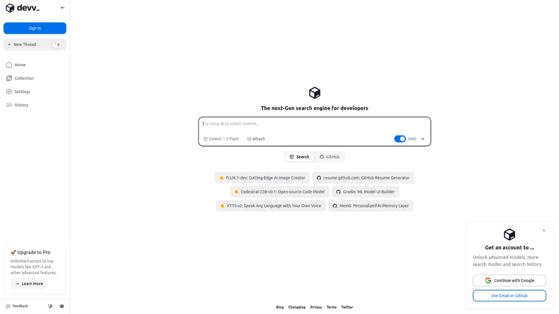 Devv: The AI search engine that understands programmers best, AI search engine tool for developers with programming code