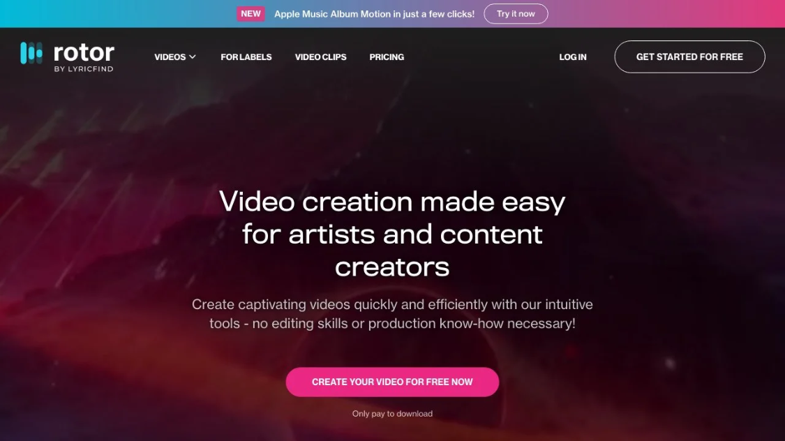 Rotor Videos: an AI video creation tool for musicians to easily create various types of video content