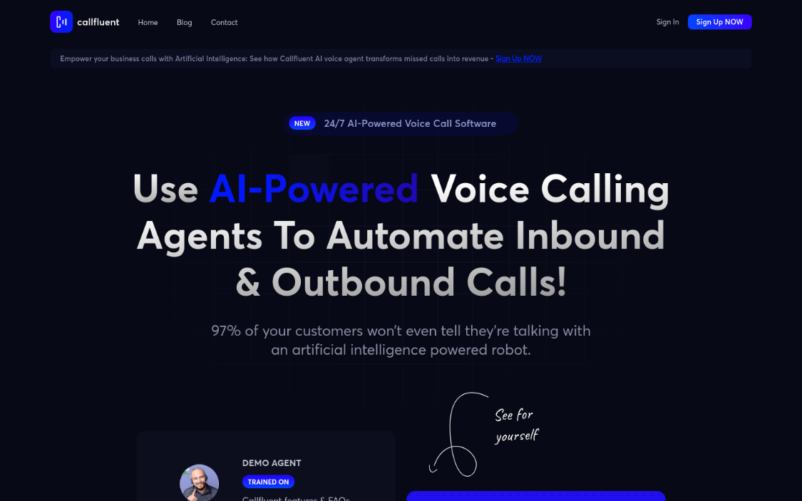 CallFluent：AI语音呼叫代理，人工智能现在可以代表您拨打和接听电话