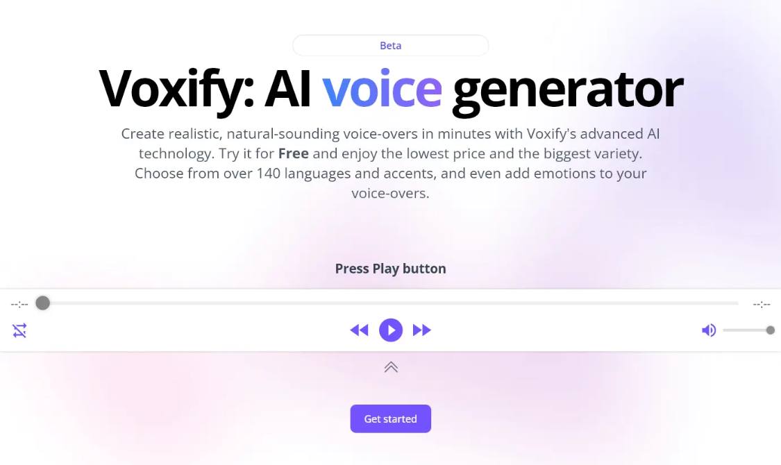 Voxify: AI speech generation tool with multiple language and voice selection support