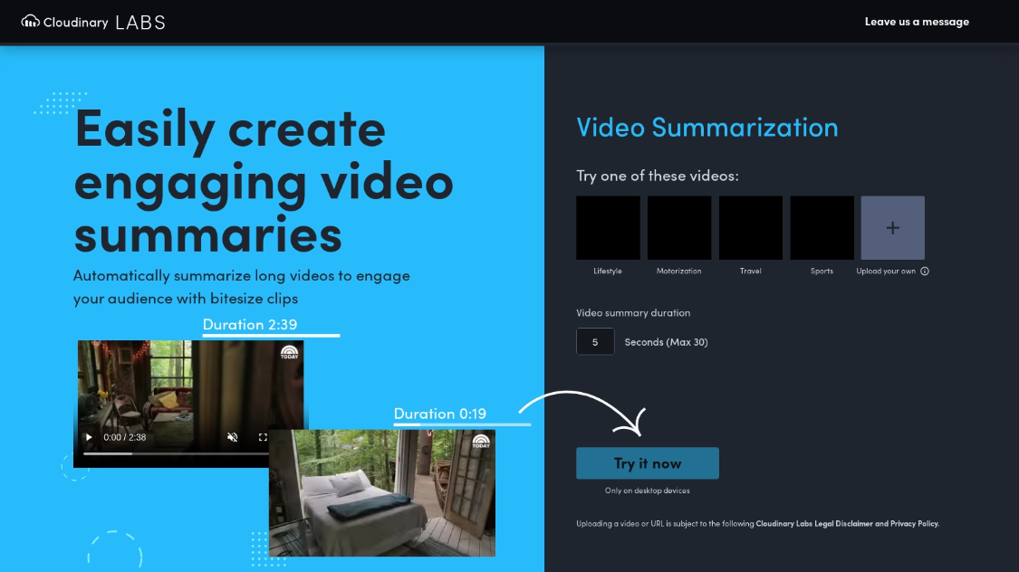 Video Summarization: A video editing tool that automatically creates short video summaries from long videos.