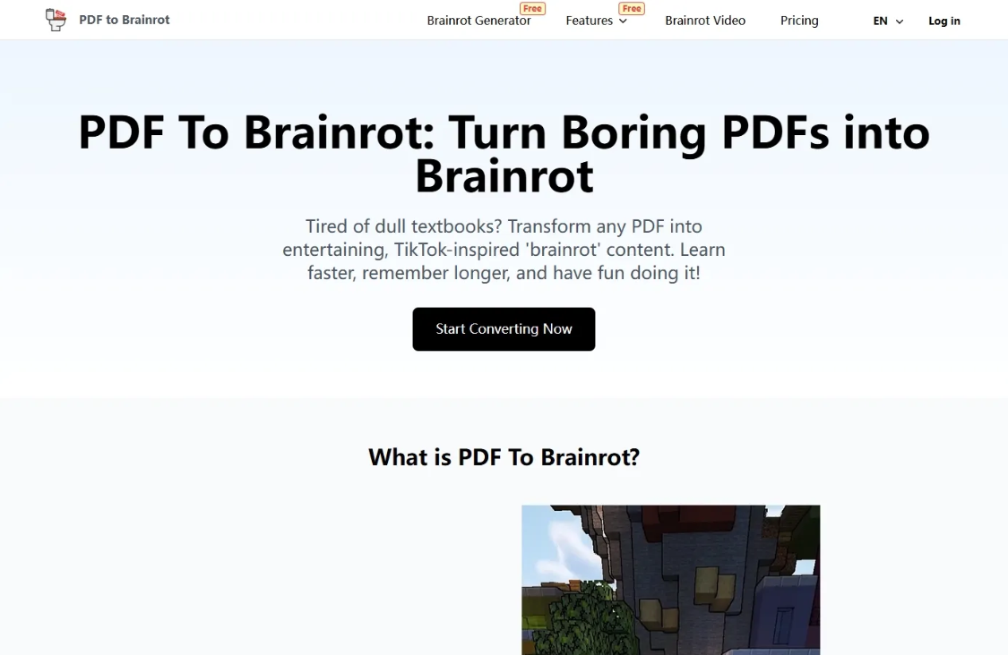 PDF To Brainrot: Convert PDF to Brainrot Content, Convert PDF to TikTok Video with One Click