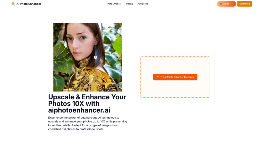 AI Photo Enhancer: AI image processing tool for image enhancement to up to 10x resolution