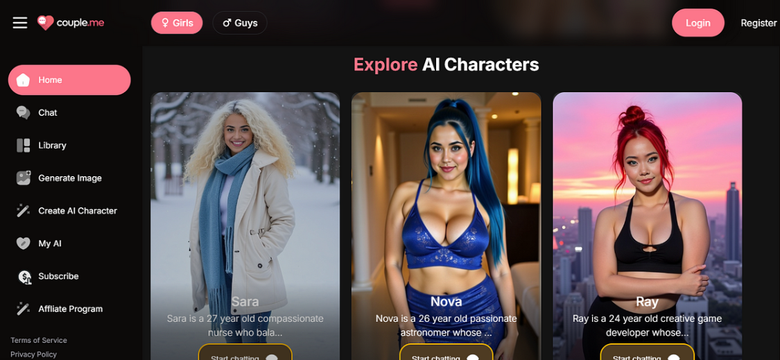Couple Me: Your AI Virtual Girlfriend, Always Listening and Supportive