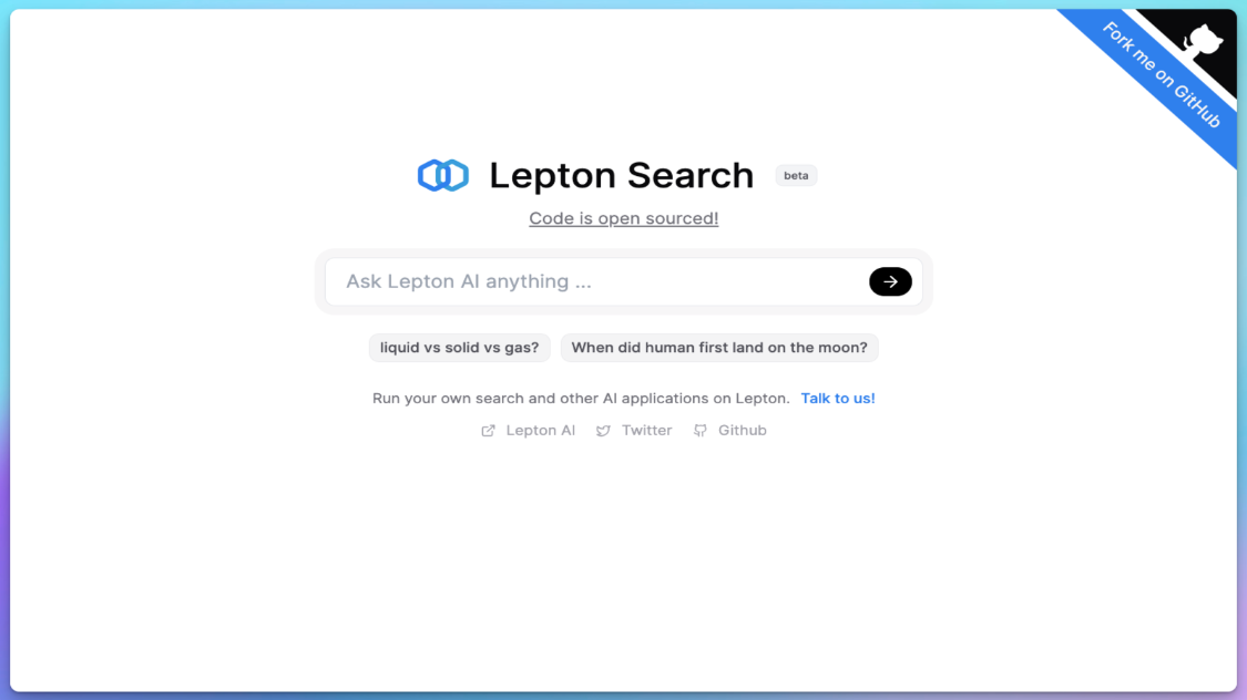 Lepton Search: AI search engine, powerful, easy-to-use and free open source AI search engine