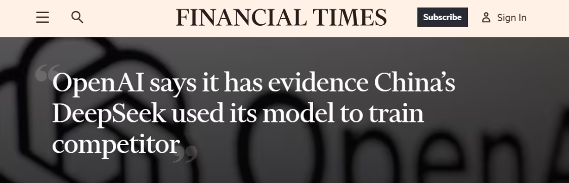 OpenAI: Evidence that DeepSeek uses our models for training