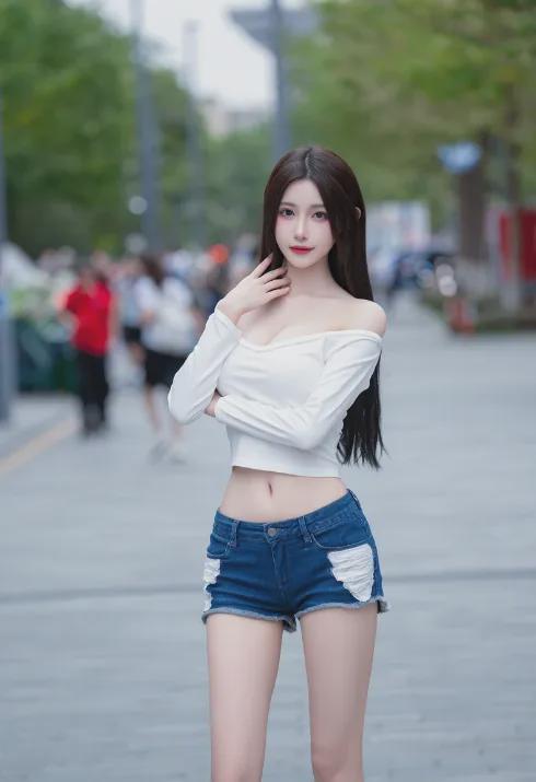 a2c63355j00sphr27000rd000dm00jvm ai beauty video a key to create tutorials, using AI to do sexy young lady street shooting short video