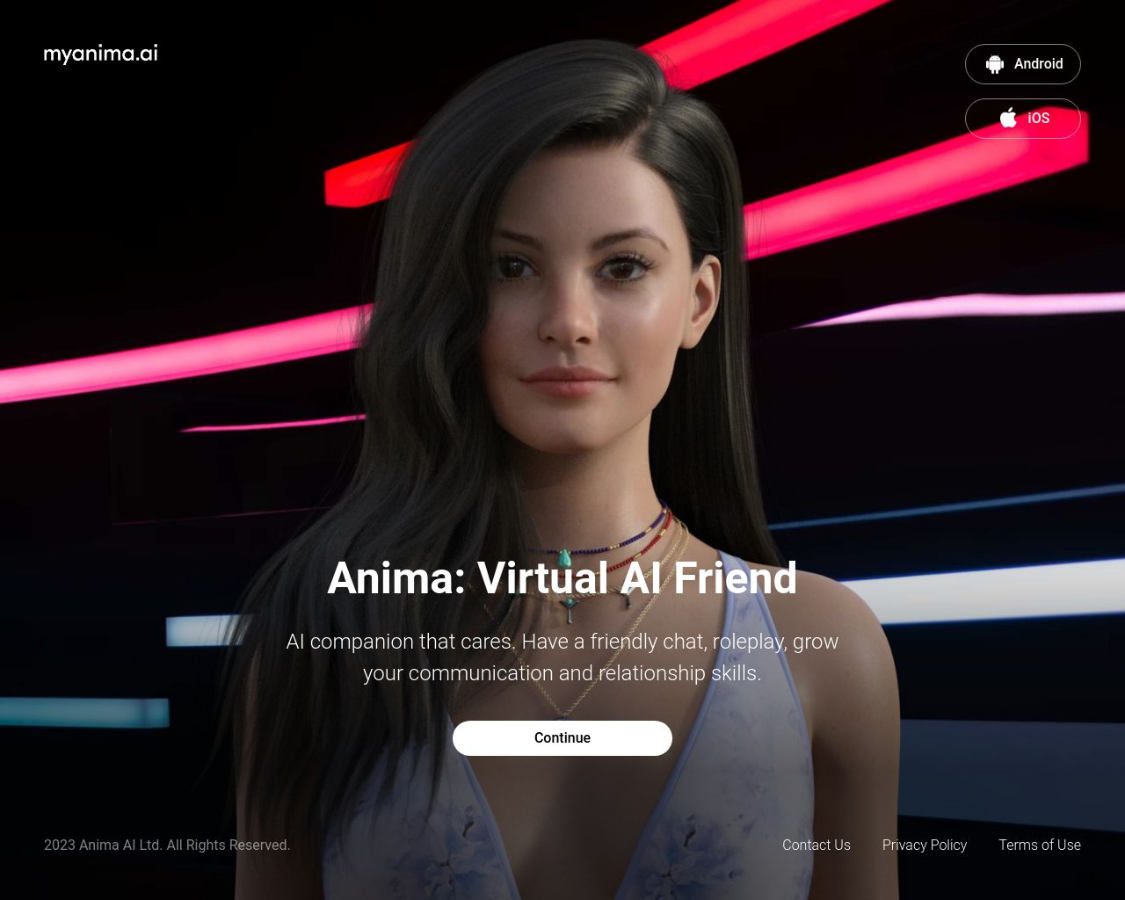 Anima: virtual AI companion tool, AI role-playing, chatting and conversing with virtual friends
