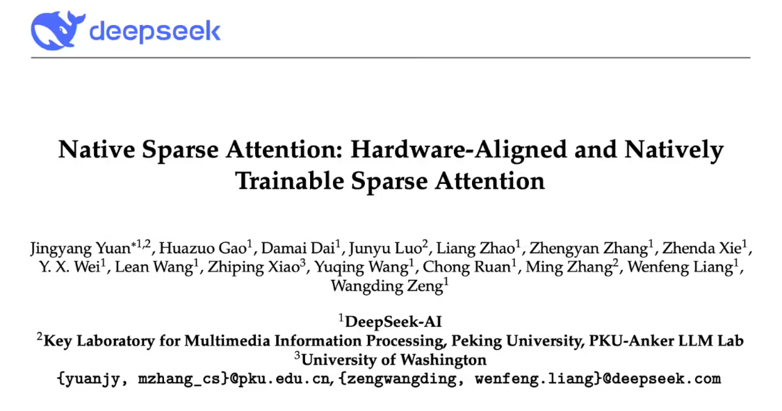 34c13fd5j00srvnu40052d000v900ggp DeepSeek 再放降本大招:NSA 官宣发布,加速推理降低成本,并且不牺牲性能