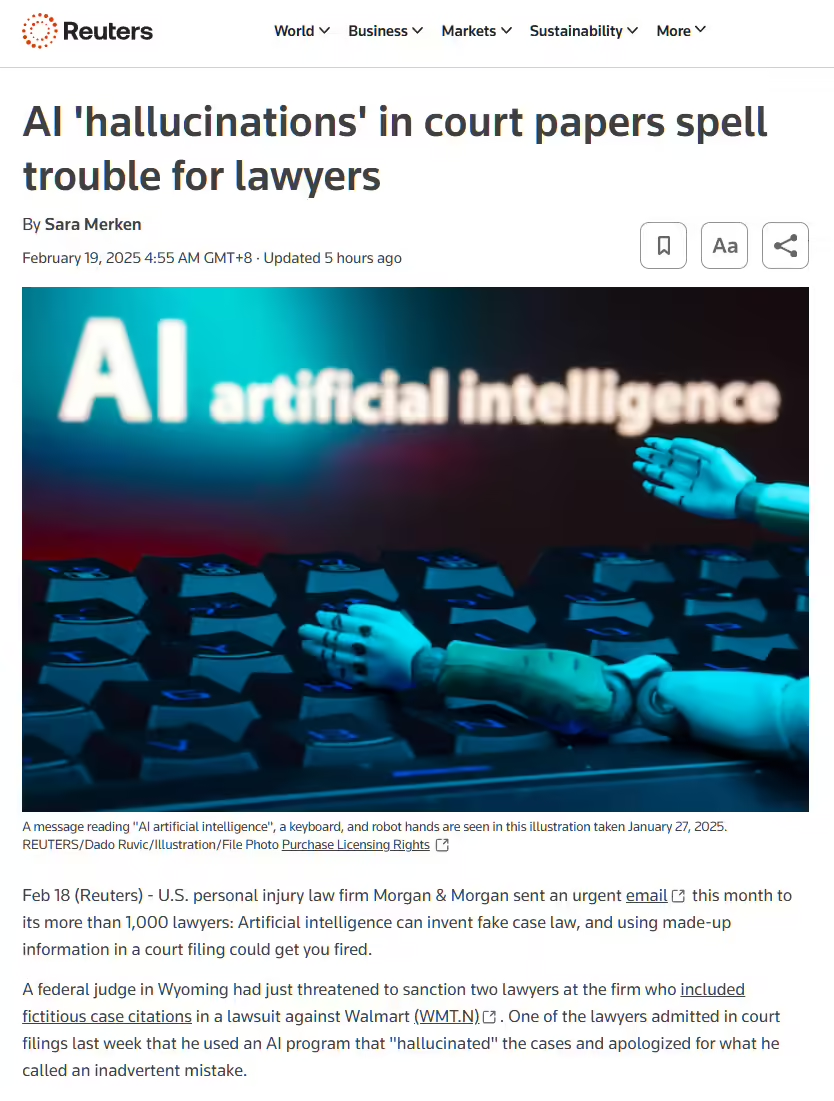 U.S. lawyers disciplined for citing falsehoods as legal industry's 'AI disillusionment' intensifies